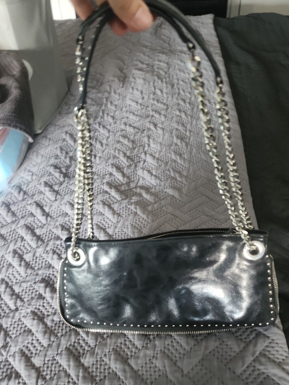 Zara Black Studded Chain-Handle Shoulder Bag - Picture 11 of 12
